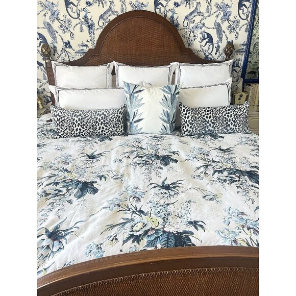 RALPH LAUREN Eden Botanical Comforter QUEEN - FULL Multicolor Blue White 91 X 96 - Picture 1 of 16